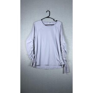 Fabletics Shirt Womens Medium Lavender Ruched Sleeve Long Sleeve‎ Athleisure